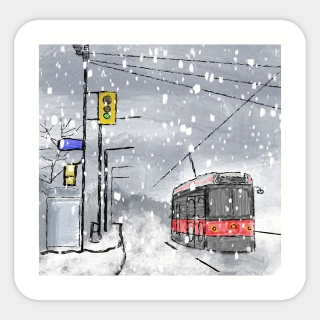 Toronto TTC winters day watercolor Sticker by 3ric-